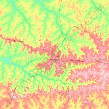 Marília topographic map, elevation, terrain