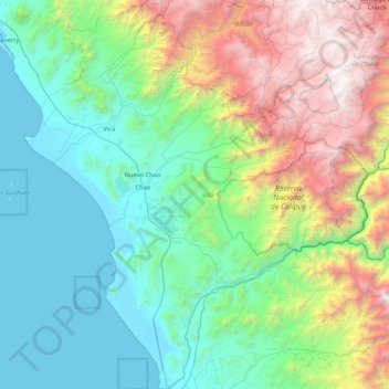 Virú topographic map, elevation, terrain