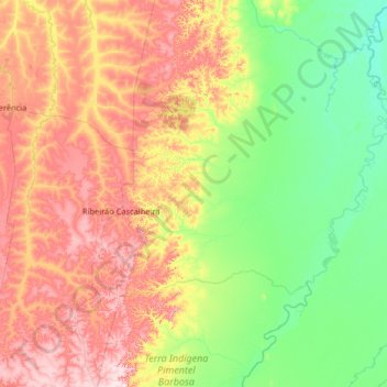 Ribeirão Cascalheira topographic map, elevation, terrain