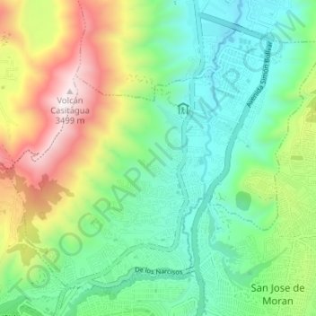 Pomasqui topographic map, elevation, terrain