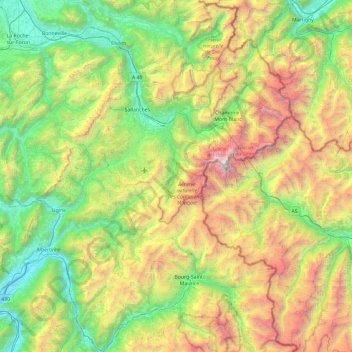 Massif du Mont-Blanc topographic map, elevation, terrain