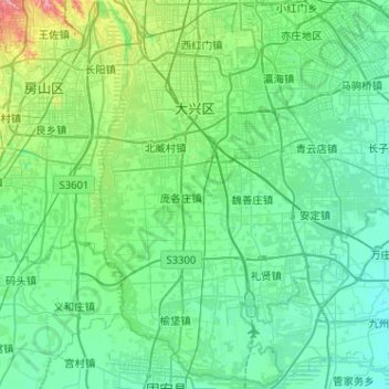 Daxing District topographic map, elevation, terrain
