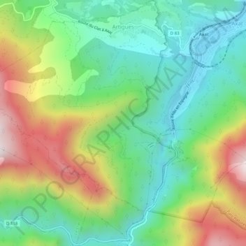 Artigues topographic map, elevation, terrain