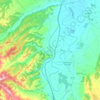 Cassine topographic map, elevation, terrain