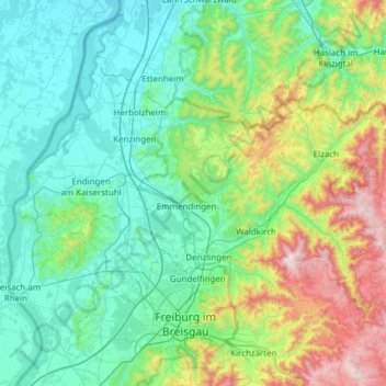 Arrondissement d'Emmendingen topographic map, elevation, terrain