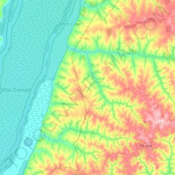 São Jorge do Patrocínio topographic map, elevation, terrain