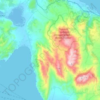Municipal Unit of Palairos topographic map, elevation, terrain