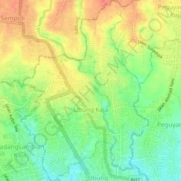 Ubung Kaja topographic map, elevation, terrain