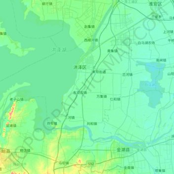 洪泽县 (Hongze) topographic map, elevation, terrain
