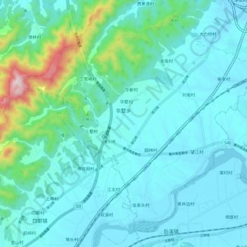 华墅乡 topographic map, elevation, terrain