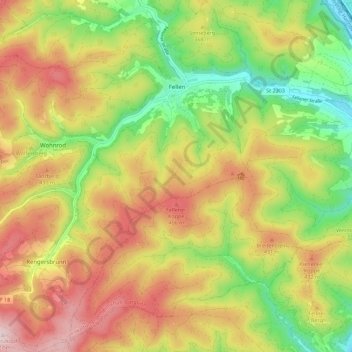 Fellen topographic map, elevation, terrain