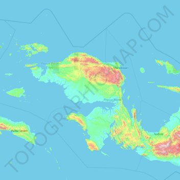 West-Papoea topographic map, elevation, terrain