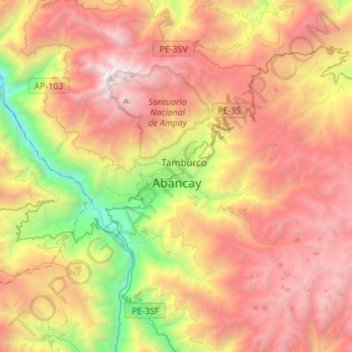 Abancay topographic map, elevation, terrain