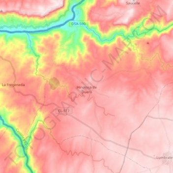 Hinojosa de Duero topographic map, elevation, terrain