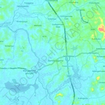 Bandaragama DS Division topographic map, elevation, terrain