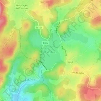 Lac de Chamboux topographic map, elevation, terrain