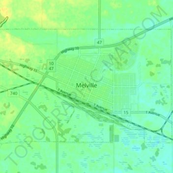 Melville topographic map, elevation, terrain