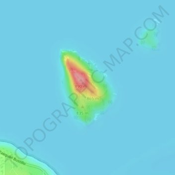 Huemul Island topographic map, elevation, terrain