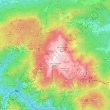 Schneeberg topographic map, elevation, terrain