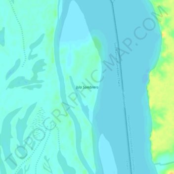 Isla Sombrero topographic map, elevation, terrain