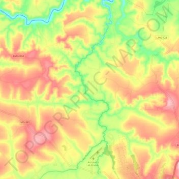 Rio Piumhi topographic map, elevation, terrain