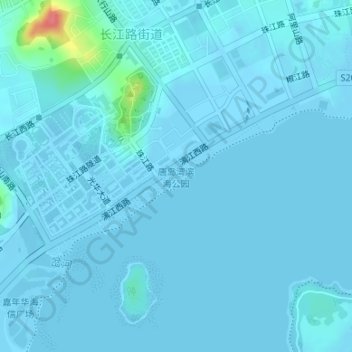 唐岛湾公园 topographic map, elevation, terrain