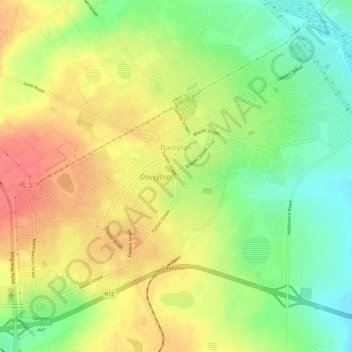 Daveyton topographic map, elevation, terrain