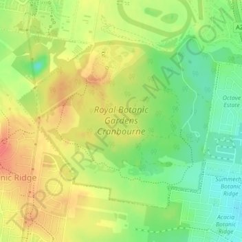 Royal Botanic Gardens Cranbourne topographic map, elevation, terrain