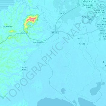 Rio Ururaí topographic map, elevation, terrain