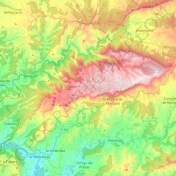 Parc Natural de la Serra de Montsant topographic map, elevation, terrain