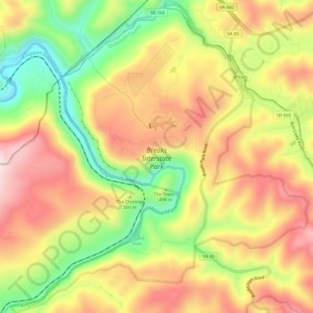 Breaks Interstate Park topographic map, elevation, terrain