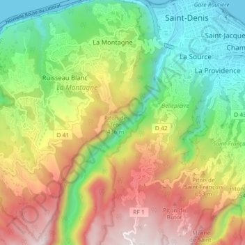 Rivière Saint-Denis topographic map, elevation, terrain