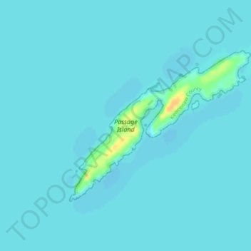 Passage Island topographic map, elevation, terrain