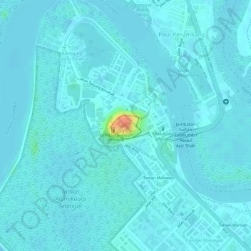 Malawati Hill topographic map, elevation, terrain