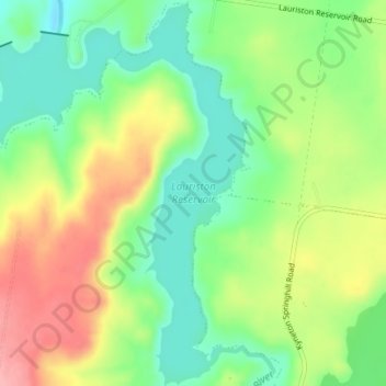 Lauriston Reservoir topographic map, elevation, terrain