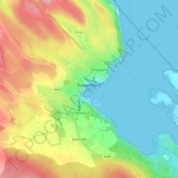 Tobermory topographic map, elevation, terrain