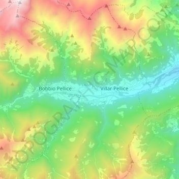 Valley Pellice topographic map, elevation, terrain