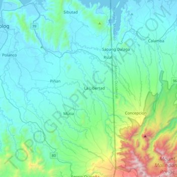 Dapitan River topographic map, elevation, terrain