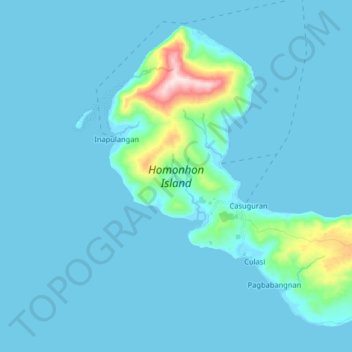 Homonhon Island topographic map, elevation, terrain
