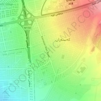 Kasnazan Park topographic map, elevation, terrain