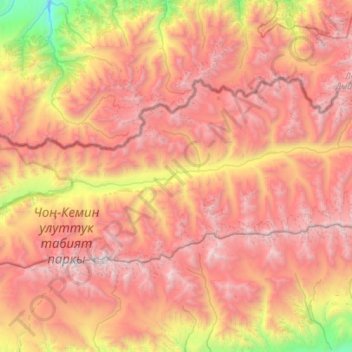 Чон-Кемин topographic map, elevation, terrain