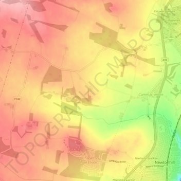 Chapelton of Elsick topographic map, elevation, terrain