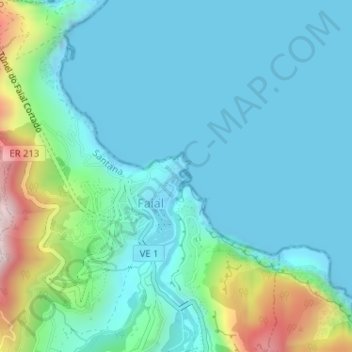 Praia do Faial topographic map, elevation, terrain
