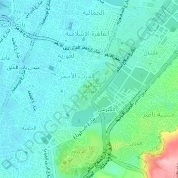 Al-Azhar Park topographic map, elevation, terrain