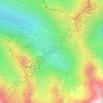 Lac d'Isaby topographic map, elevation, terrain