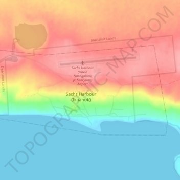 Sachs Harbour (Ikahuak) topographic map, elevation, terrain