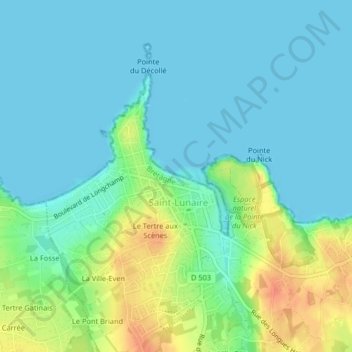 Grande Plage topographic map, elevation, terrain