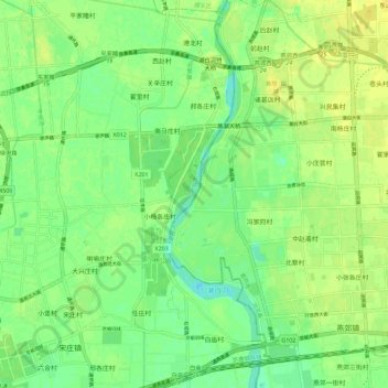 潮白河 topographic map, elevation, terrain