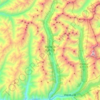 四姑娘山双桥沟景区 topographic map, elevation, terrain