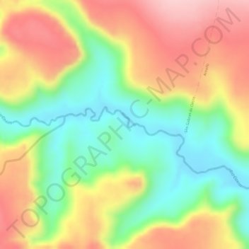 Rio Coxim topographic map, elevation, terrain